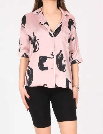 Camasa pijama River Island, mov/negru