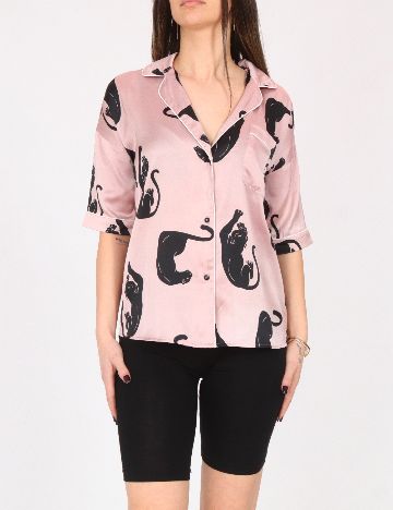 Camasa pijama River Island, mov/negru