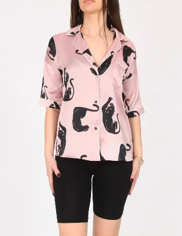 Camasa pijama River Island, mov/negru