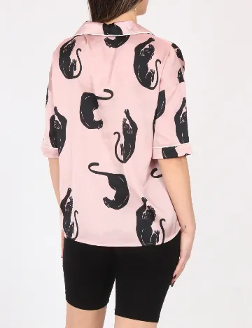 Camasa pijama River Island, mov/negru