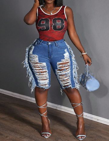 Pantaloni scurti SHEIN CURVE, albastru