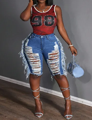 Pantaloni scurti SHEIN CURVE, albastru