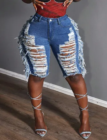 Pantaloni scurti SHEIN CURVE, albastru