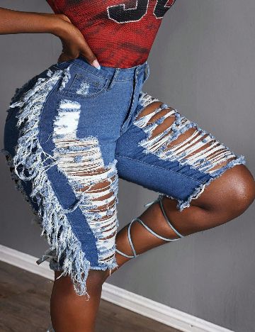 Pantaloni scurti SHEIN CURVE, albastru