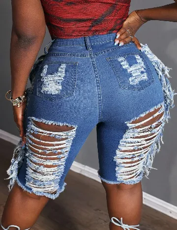 Pantaloni scurti SHEIN CURVE, albastru