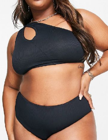 Sutien de baie reversibil We Are We Wear Plus Size, negru/maro