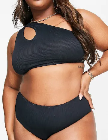 Sutien de baie reversibil We Are We Wear Plus Size, negru/maro