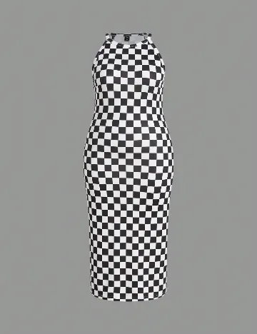 Rochie lunga SHEIN CURVE, alb/negru