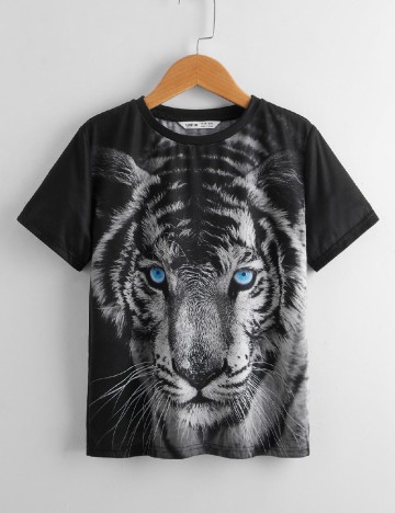 Tricou Shein Kids, negru/gri