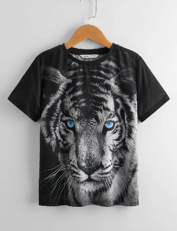 Tricou Shein Kids, negru/gri