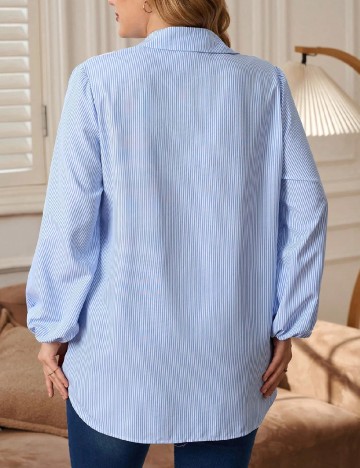 Camasa SHEIN CURVE, albastru/alb
