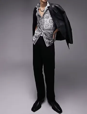 Camasa Topman, alb/negru