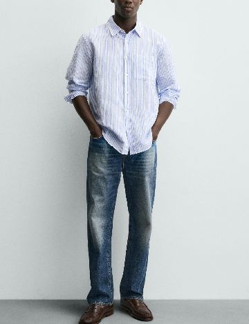 Camasa Zara, alb/albastru