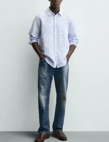 Camasa Zara, alb/albastru