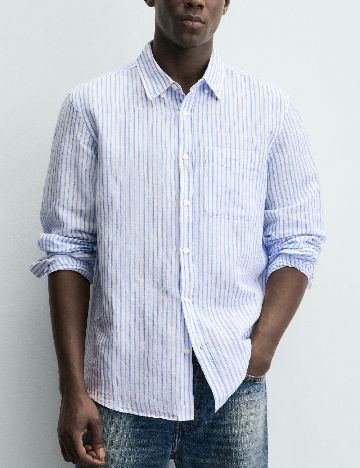 Camasa Zara, alb/albastru