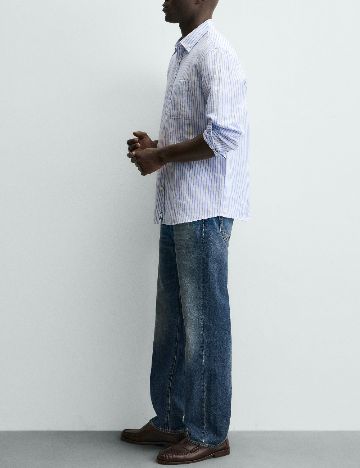 Camasa Zara, alb/albastru