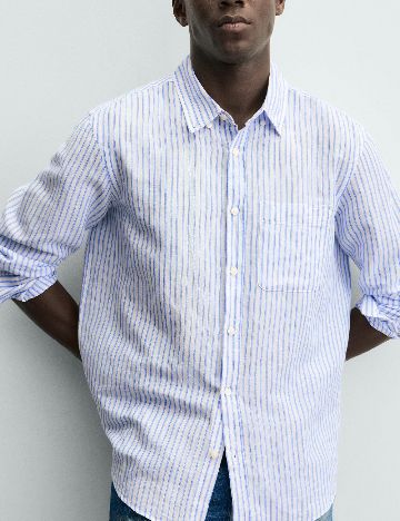 Camasa Zara, alb/albastru