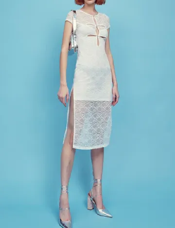 Rochie medie Collective The Label, alb