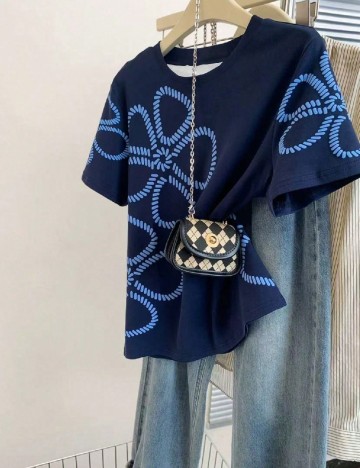 Tricou SHEIN CURVE, bleumarin