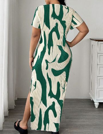 Rochie lunga SHEIN CURVE, crem/verde