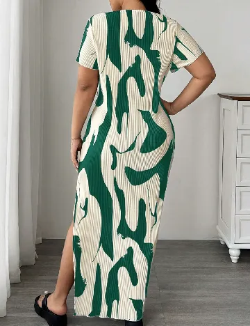 Rochie lunga SHEIN CURVE, crem/verde