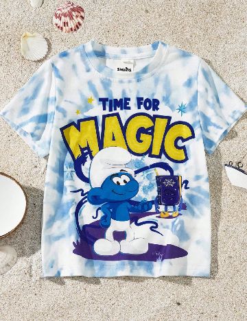 Tricou Shein Kids, alb/albastru