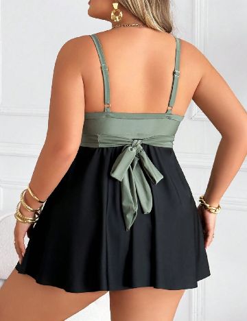 Costum de baie SHEIN CURVE, negru/verde