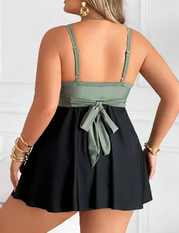 Costum de baie SHEIN CURVE, negru/verde