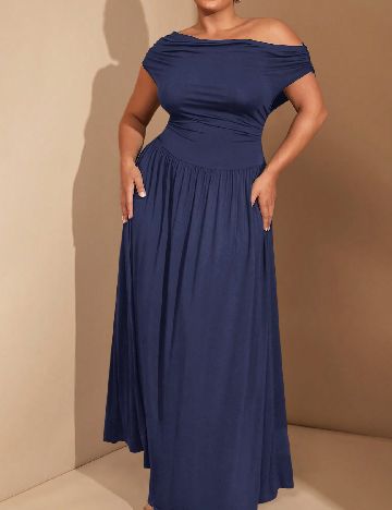 Rochie lunga SHEIN CURVE, bleumarin