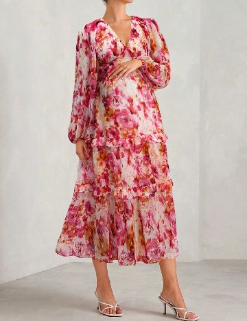 Rochie medie SHEIN Maternity, floral print