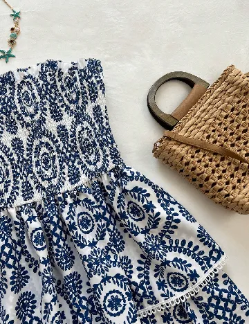 Rochie scurta SHEIN CURVE, alb/albastru