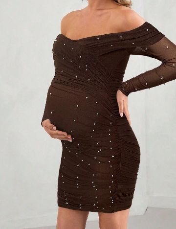 Rochie scurta SHEIN Maternity, maro
