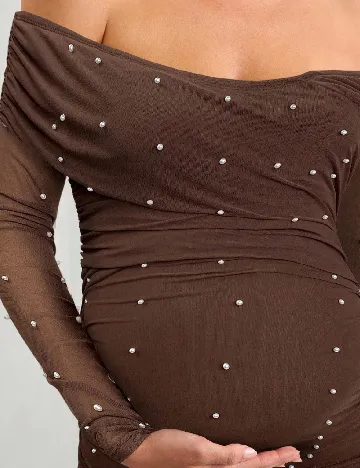 Rochie scurta SHEIN Maternity, maro