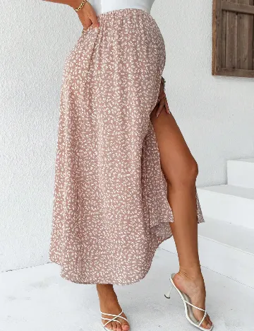 Fusta SHEIN Maternity, roz pudra