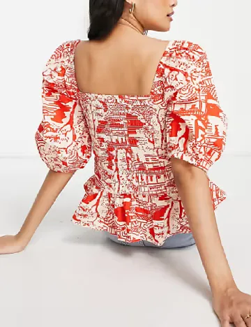 Bluza River Island, rosu/crem