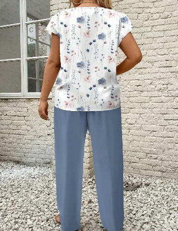 Compleu SHEIN CURVE, alb/albastru