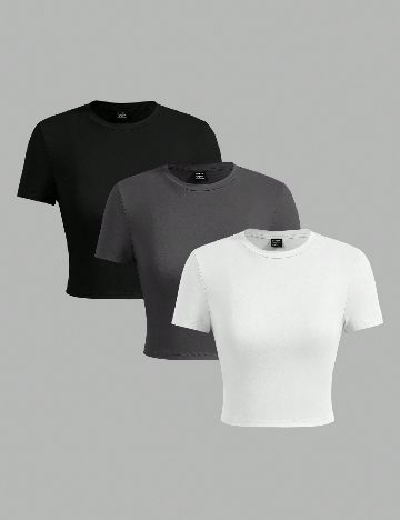 Set Tricouri 3 bucati SHEIN, mix culori