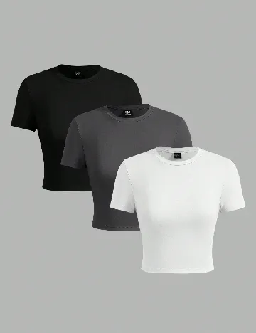 Set Tricouri 3 bucati SHEIN, mix culori