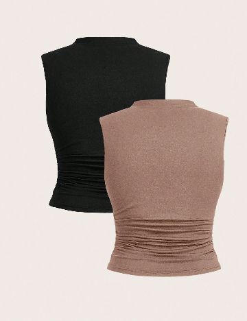 Set topuri 2 bucati SHEIN CURVE, negru/maro