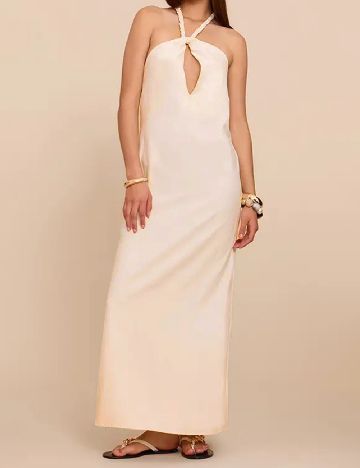 Rochie lunga PrettyLittleThing, crem