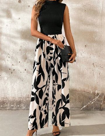 Salopeta SHEIN, negru/crem