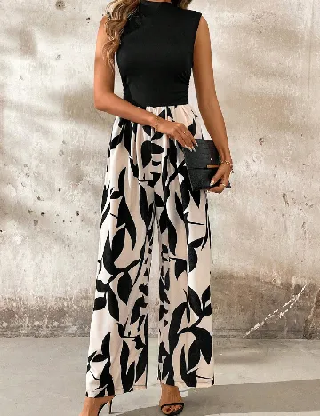 Salopeta SHEIN, negru/crem