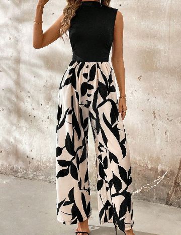 Salopeta SHEIN, negru/crem