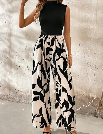 Salopeta SHEIN, negru/crem