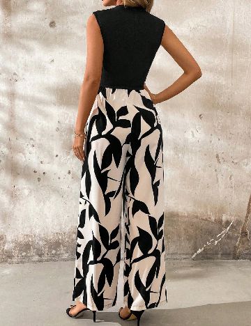 Salopeta SHEIN, negru/crem