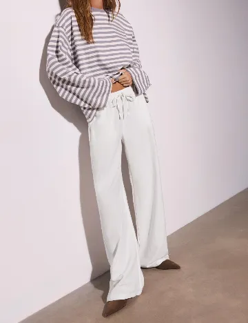 Pantaloni Stradivarius Teen, alb