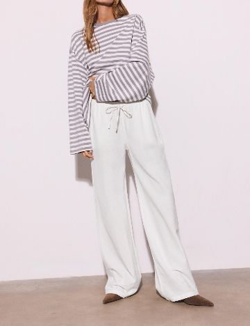 Pantaloni Stradivarius Teen, alb