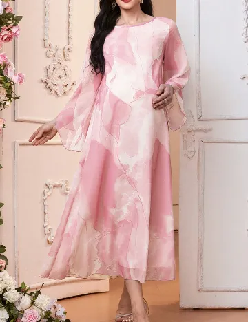 Rochie medie SHEIN Maternity, alb/roz