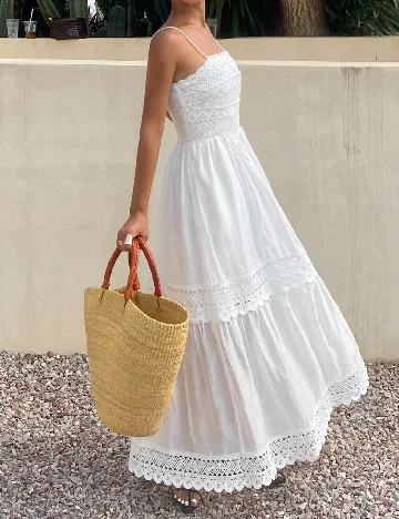 Rochie lunga Dazy, alb