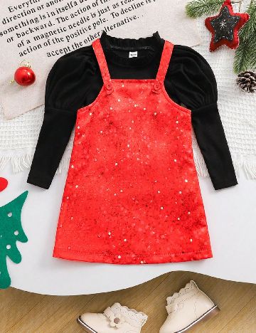 Compleu Shein Kids, negru/rosu